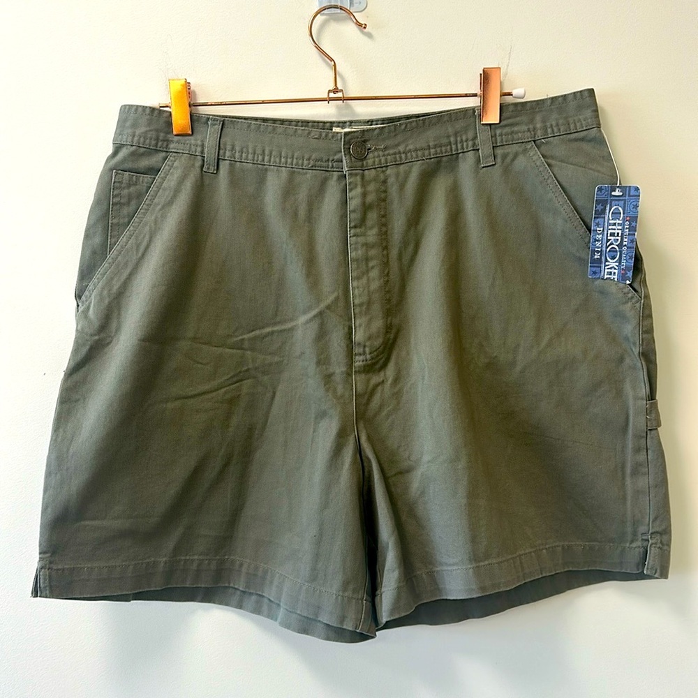 Cherokee Denim Bundle • Military Green and White Denim Shorts (2) • Sz 18 • NWT!